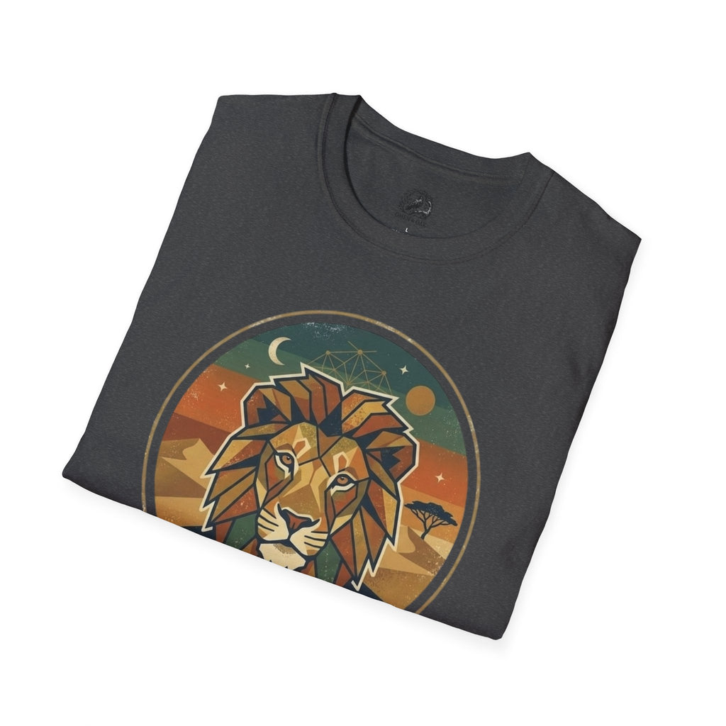 Lion Graphic T-Shirt — Retro Sunset Leopard King Tee