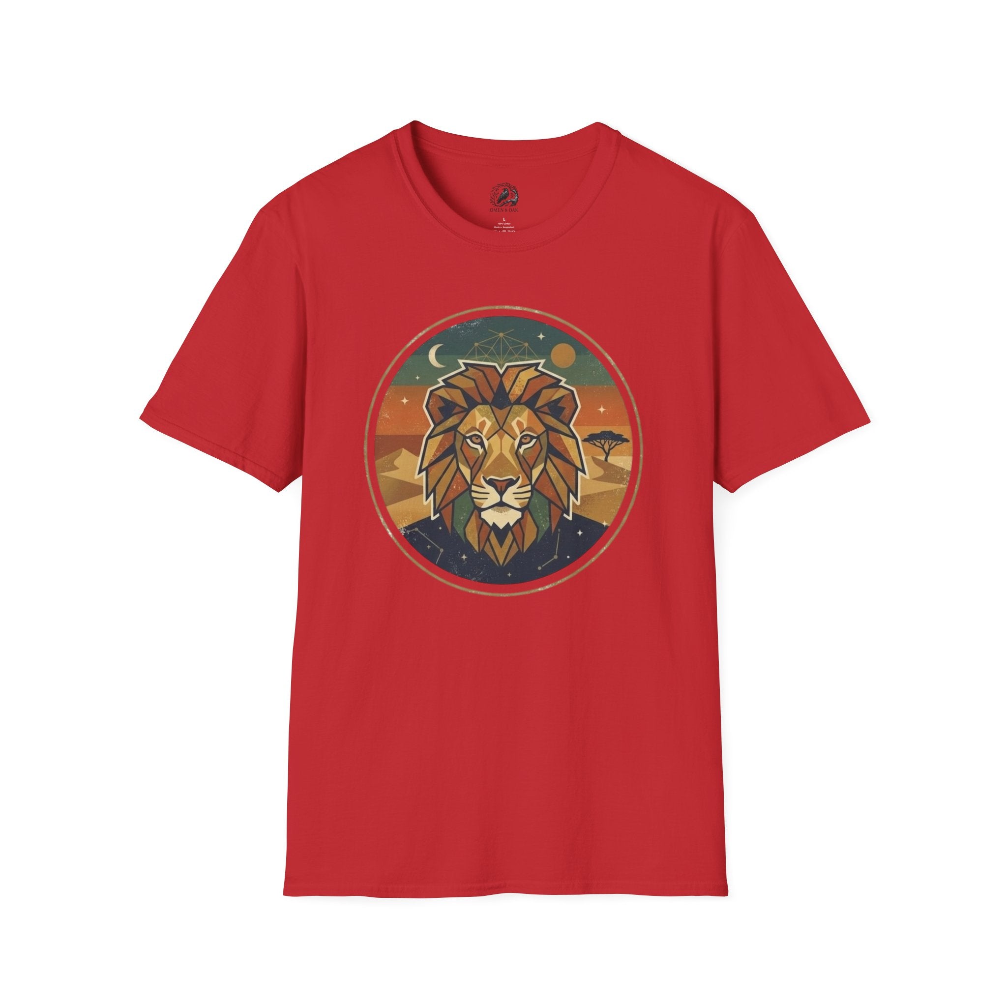 Lion Graphic T-Shirt — Retro Sunset Leopard King Tee