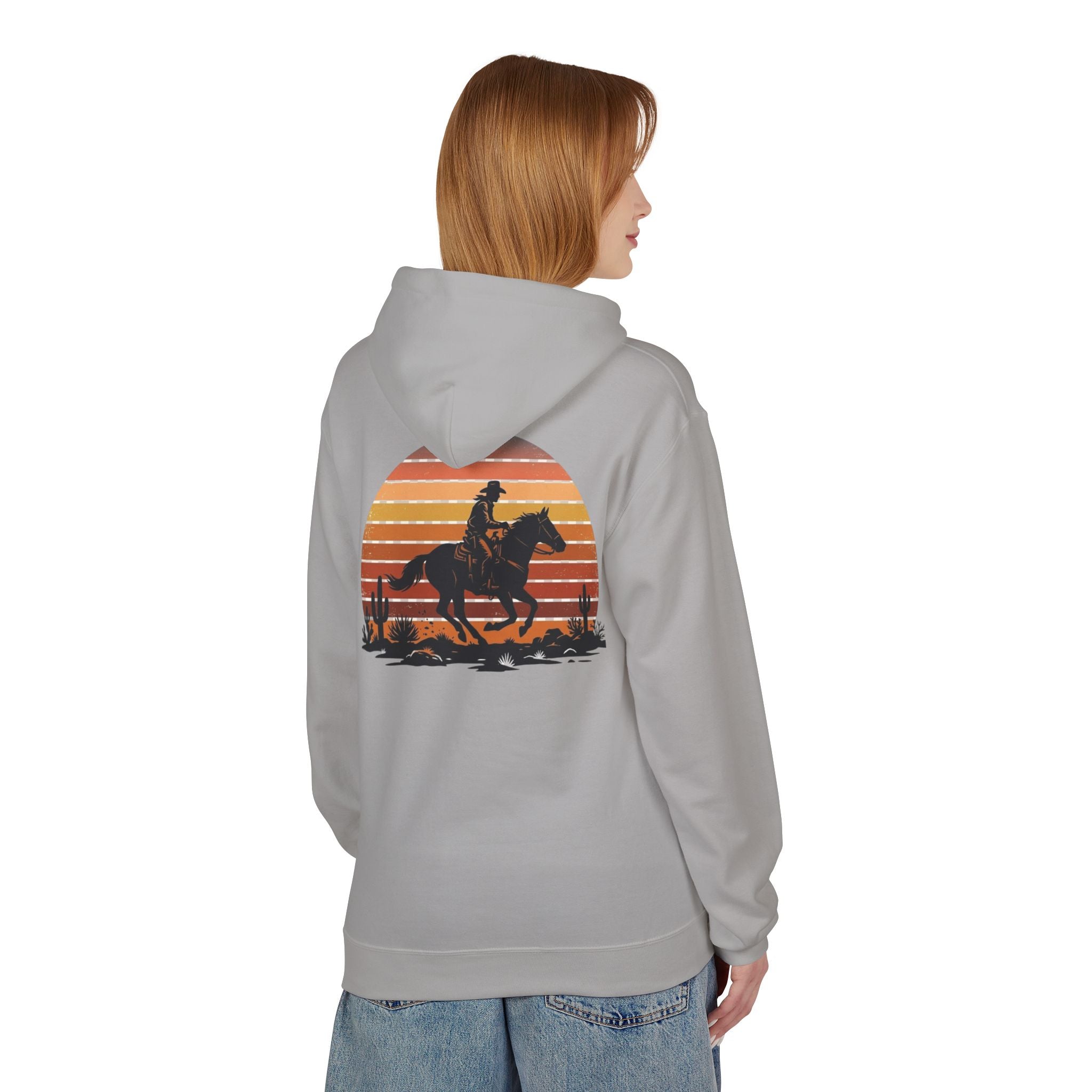 Horse Rider Sunset Hoodie — Retro Western Equestrian Sweatshirt