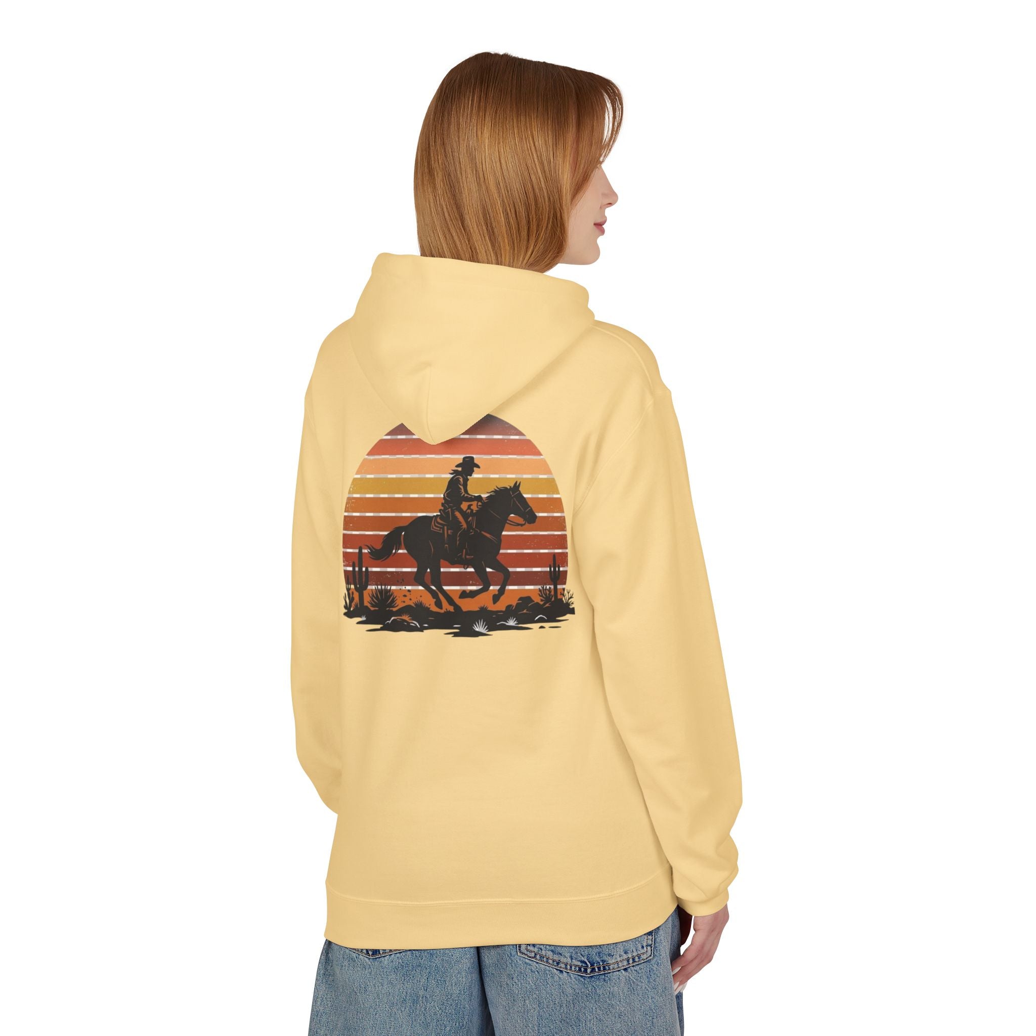 Horse Rider Sunset Hoodie — Retro Western Equestrian Sweatshirt