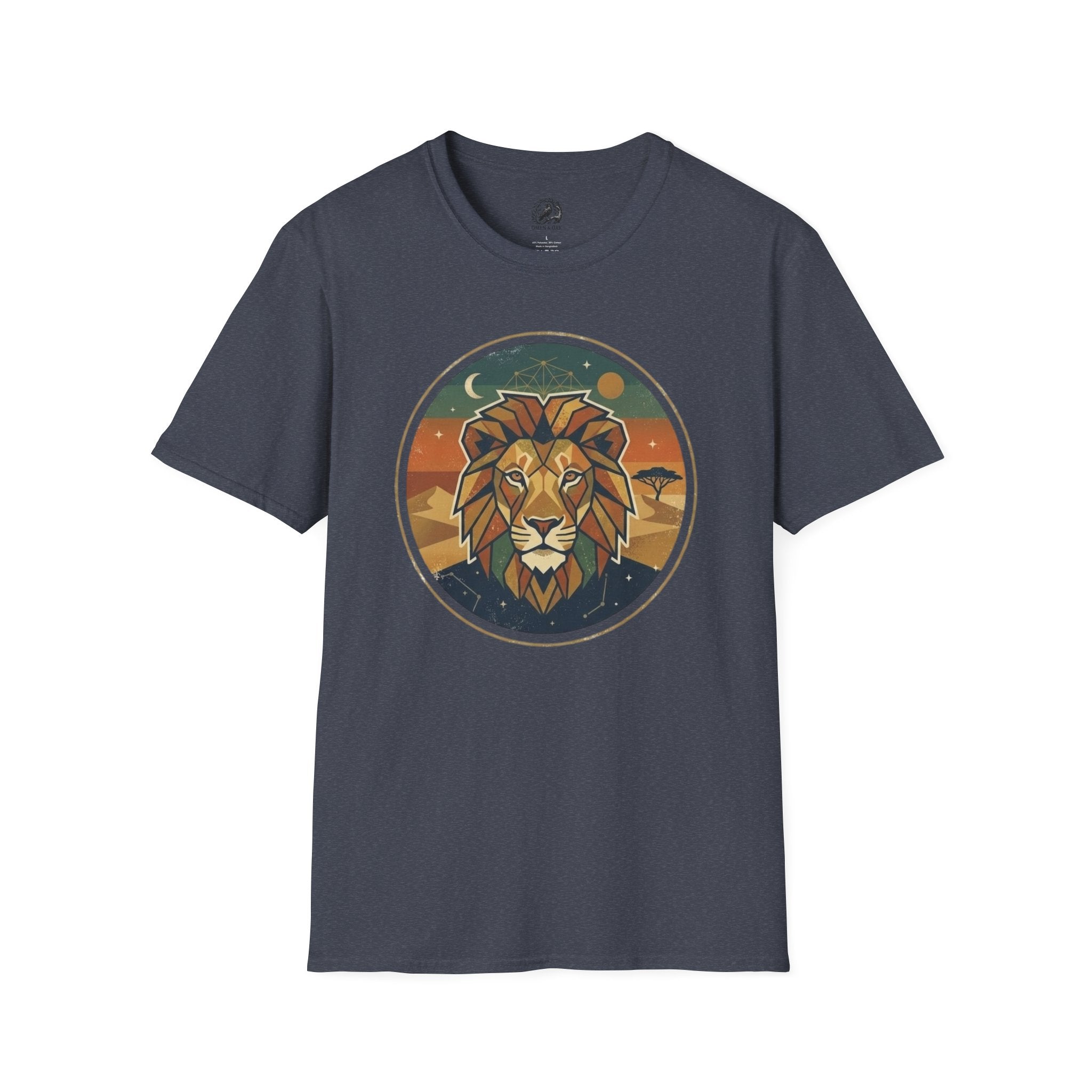 Lion Graphic T-Shirt — Retro Sunset Leopard King Tee