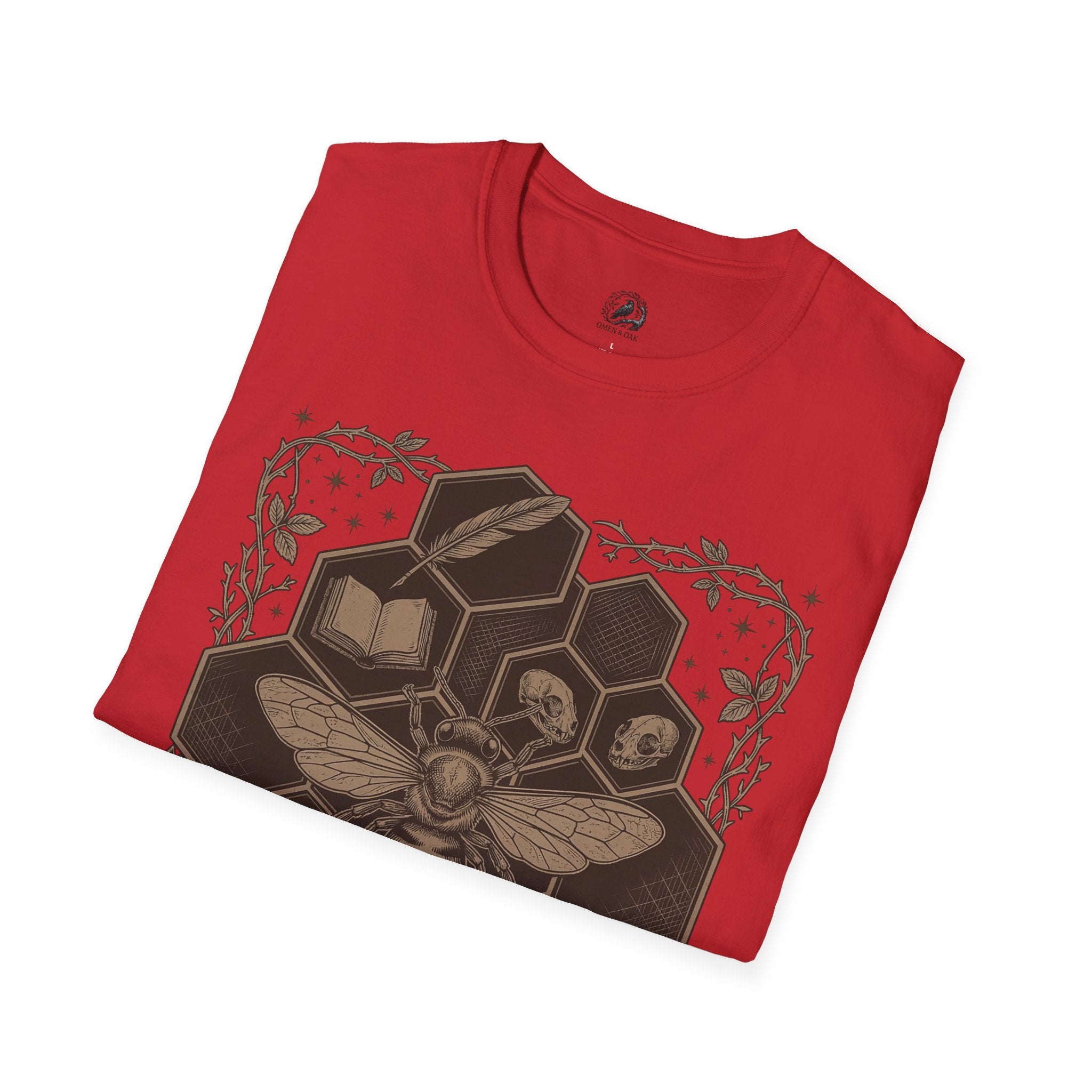 Bee Skull Honeycomb T-Shirt — Gothic Bee Graphic Tee