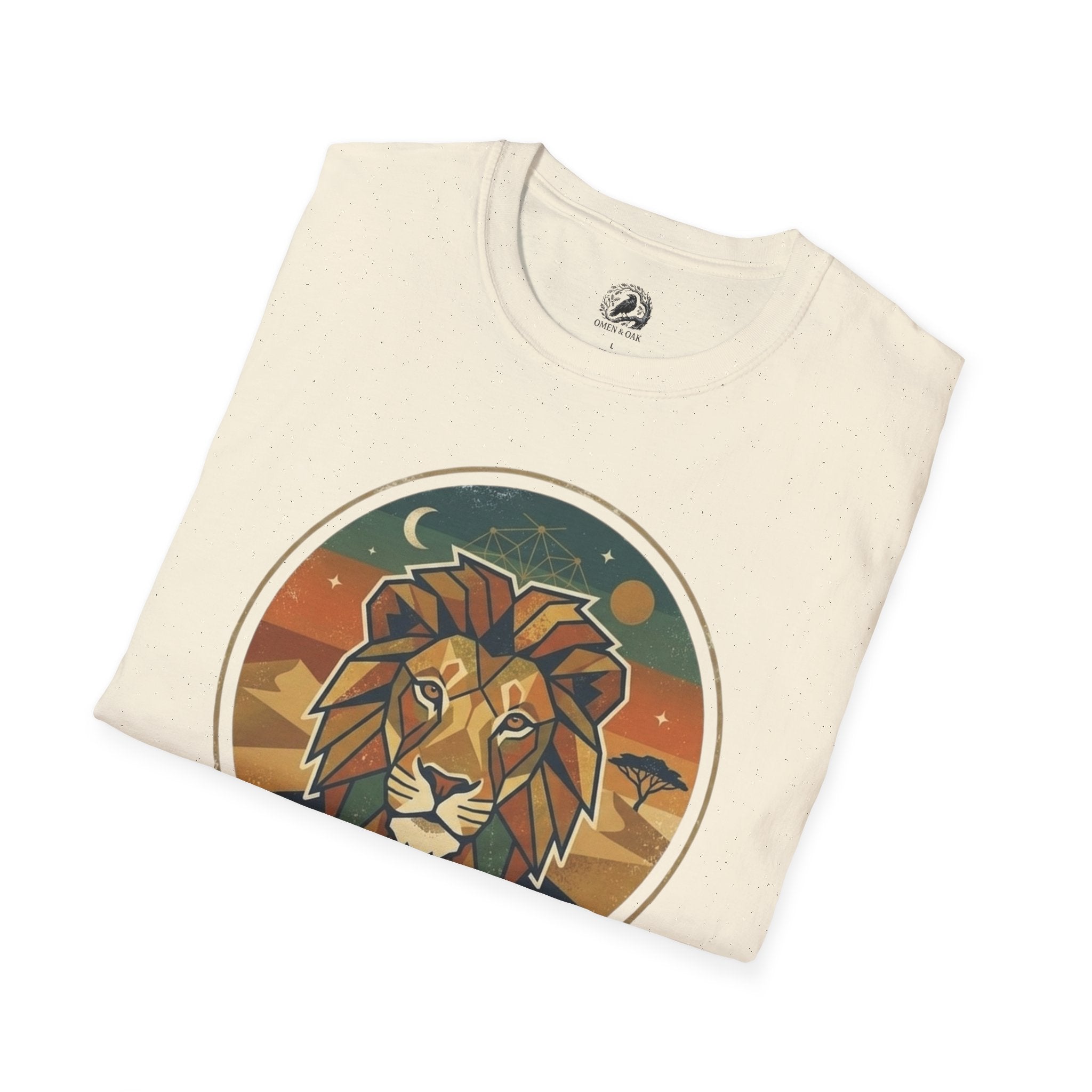 Lion Graphic T-Shirt — Retro Sunset Leopard King Tee
