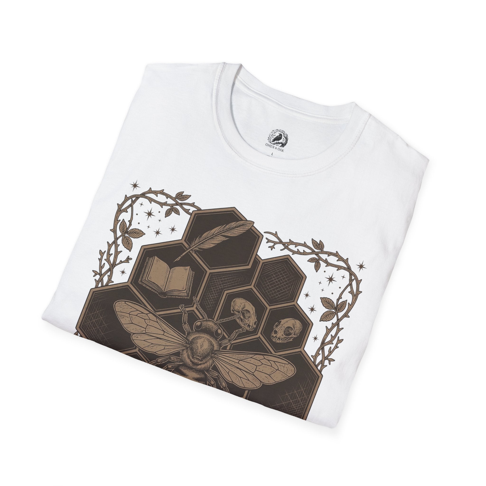Bee Skull Honeycomb T-Shirt — Gothic Bee Graphic Tee