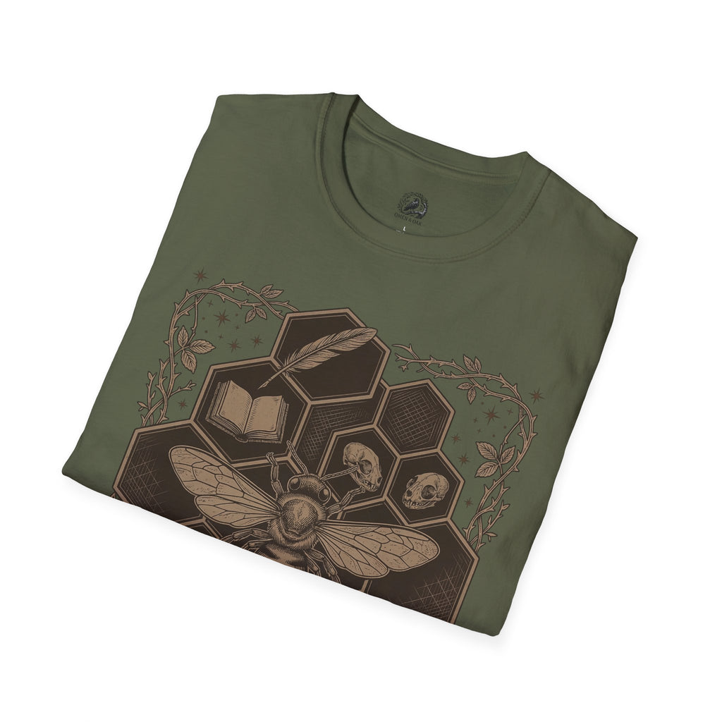 Bee Skull Honeycomb T-Shirt — Gothic Bee Graphic Tee