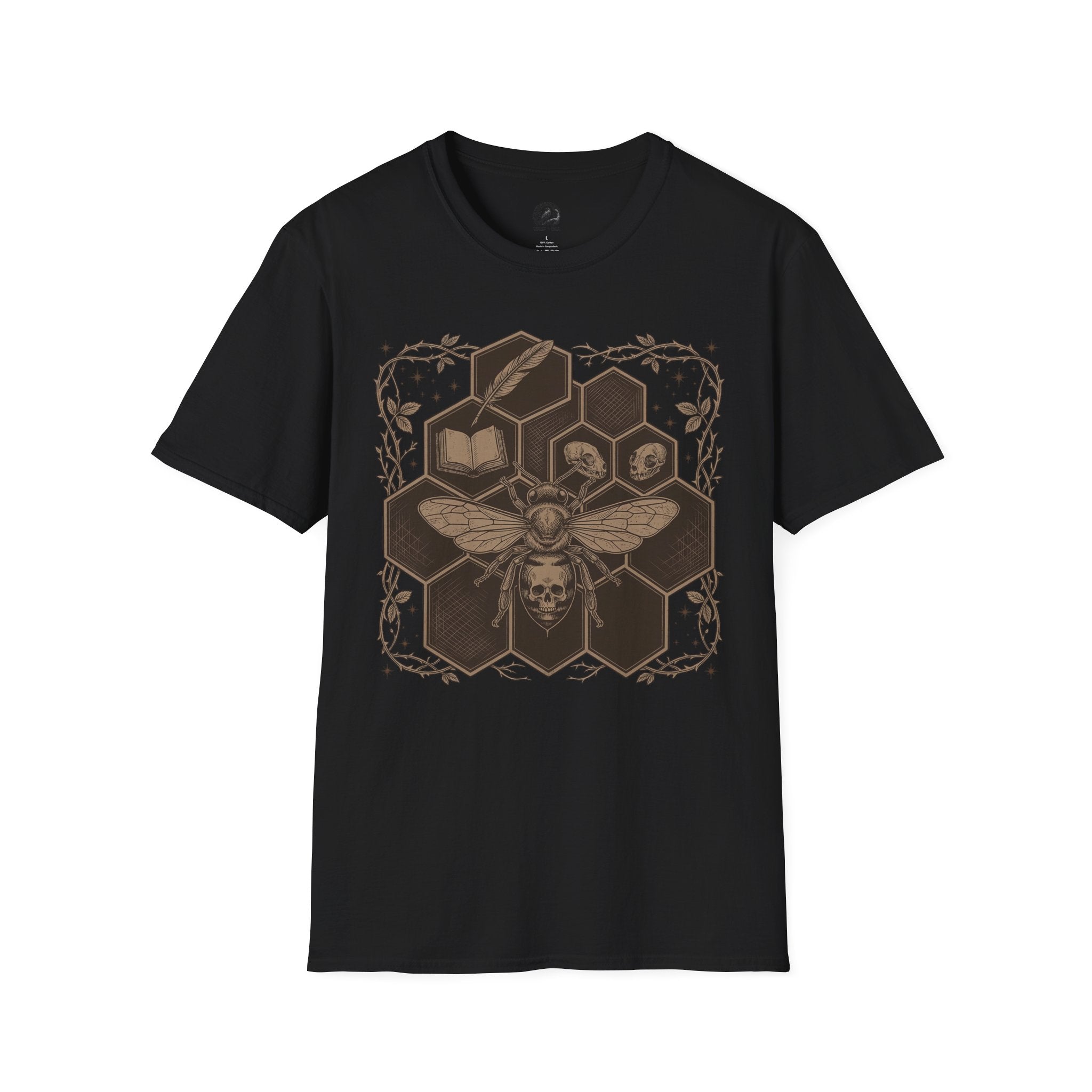 Bee Skull Honeycomb T-Shirt — Gothic Bee Graphic Tee