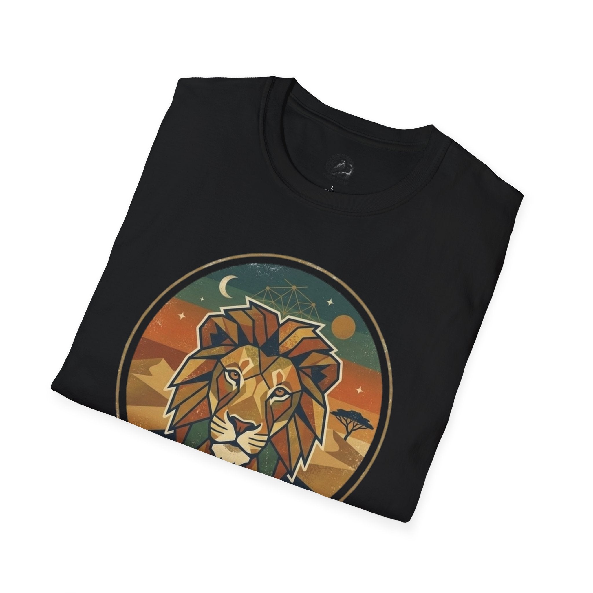 Lion Graphic T-Shirt — Retro Sunset Leopard King Tee